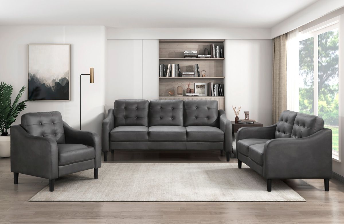 Volos Grey Microfiber Sofa Set