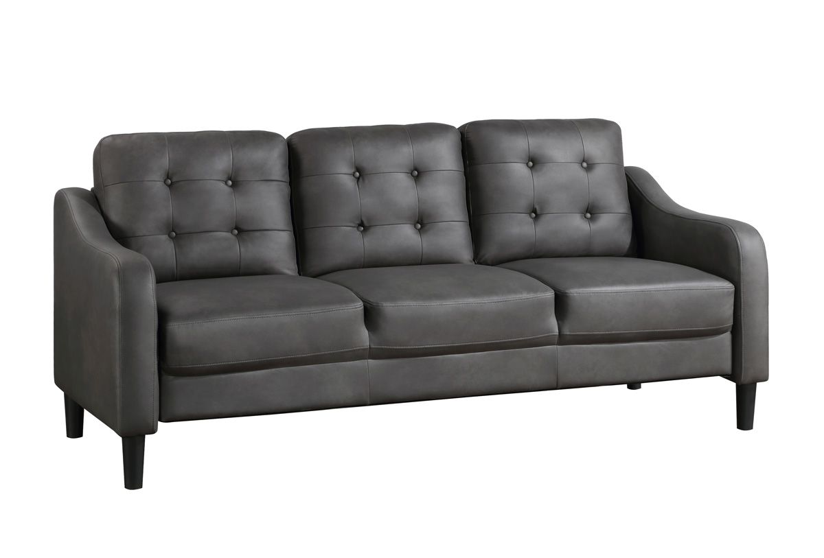 Volos Grey Microfiber Sofa Tufted Back