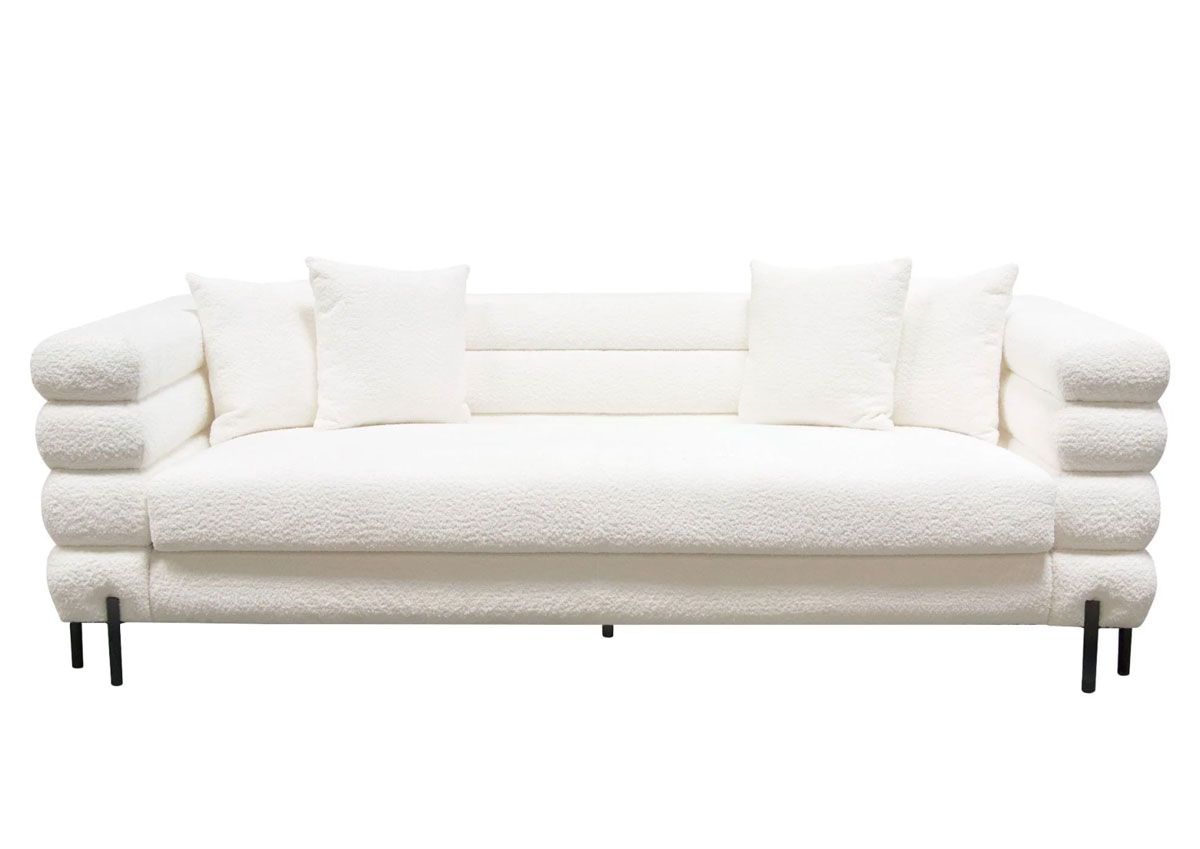 Vox white shearling fabric sofa