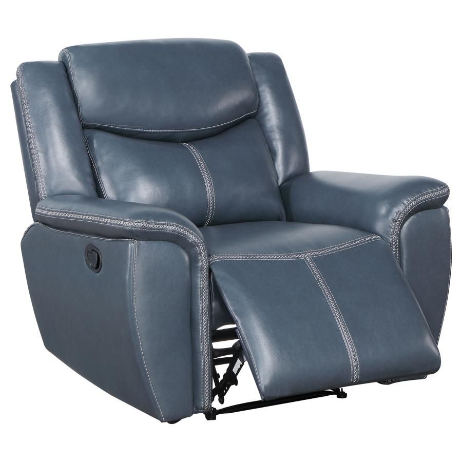 Walter Dark Blue Leather Recliner Chair