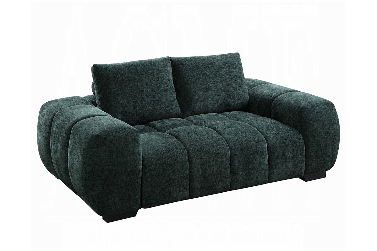 Waterville Dark Green Linen Modern Loveseat