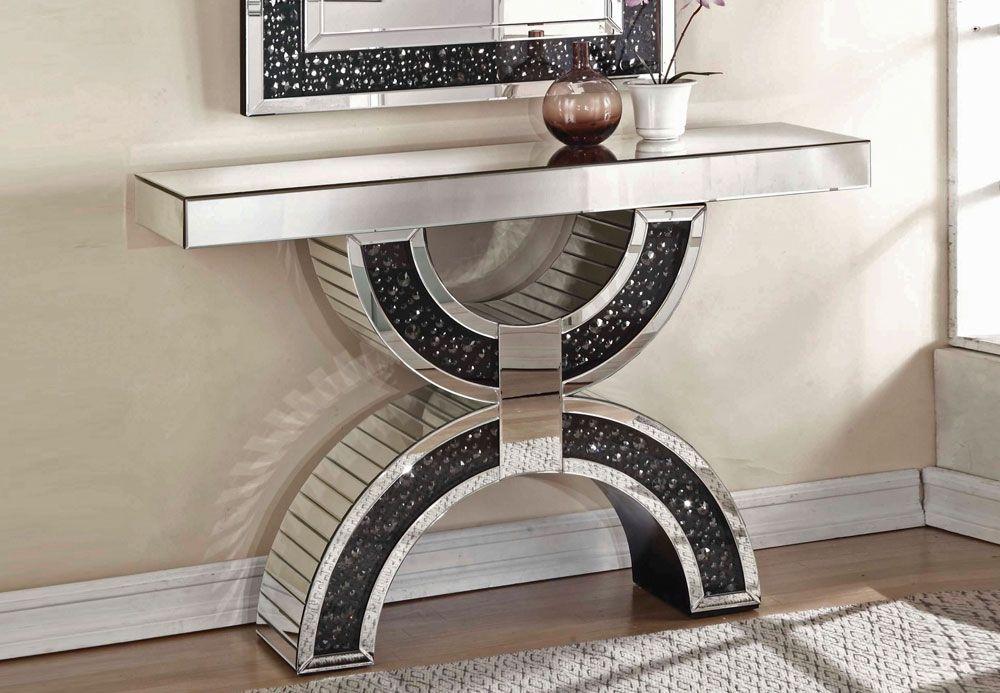 Weaver Console Table With Black Crystal Accents