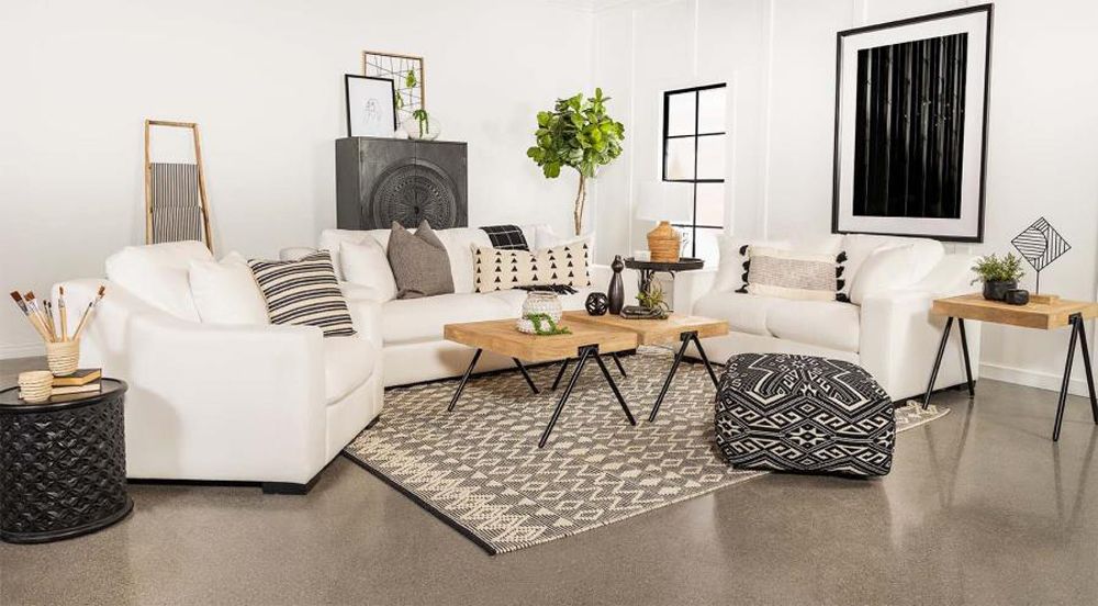 Wendell White Linen Casual Sofa Set