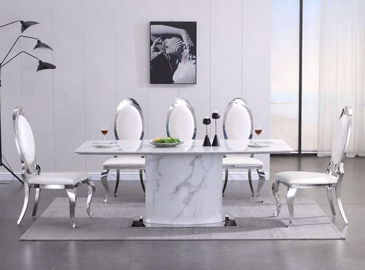 Wendon White Marble Dining Table