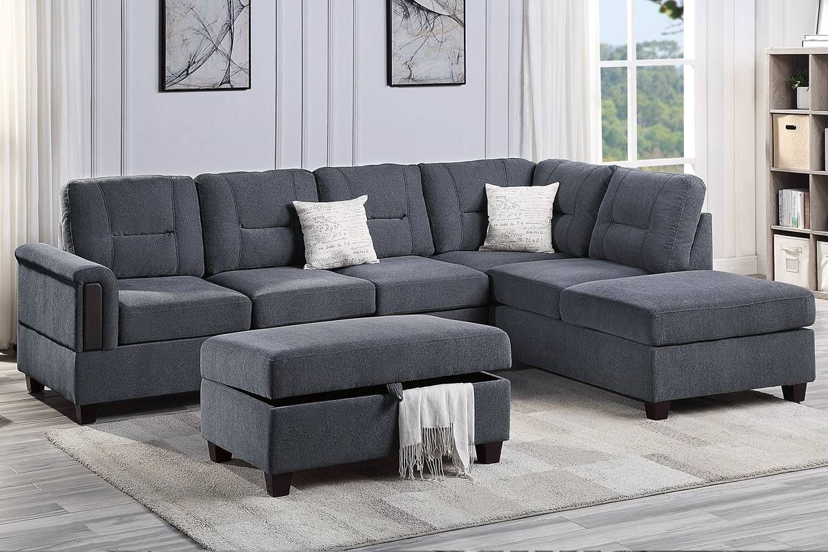 Wendy Grey Chenille Reversible Sectional