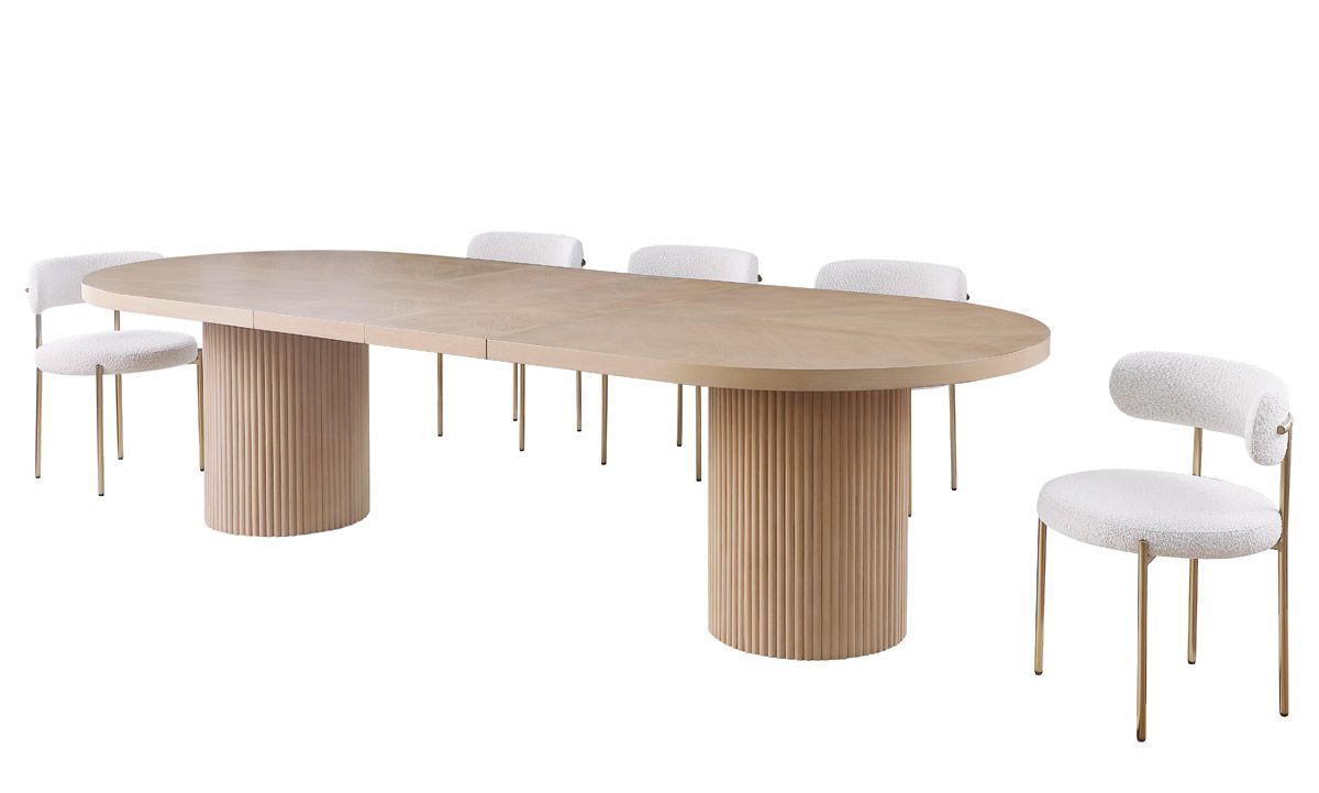 Wenona Oak Wood Dining Table With Cream Chairs