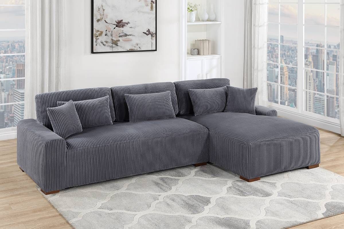 Xander Grey Corduroy Modern Sectional