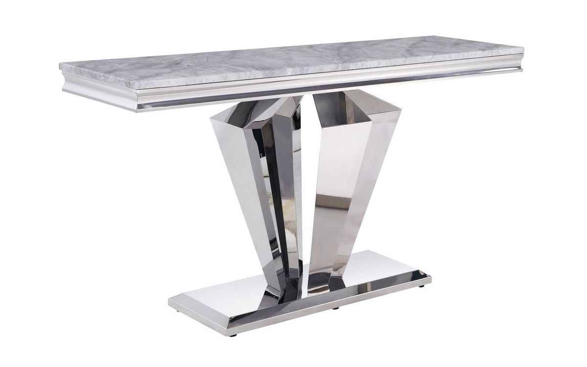 Yotam Light Grey Marble Top Sofa Table