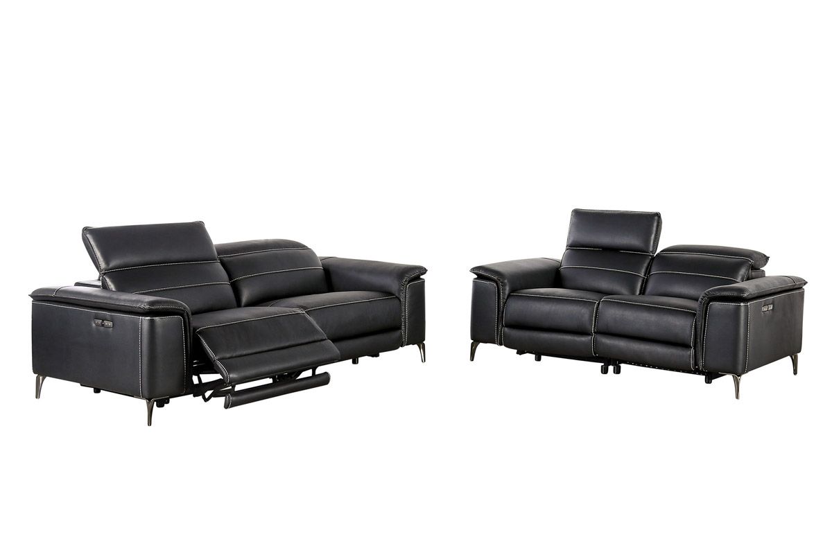 Zane Black Leather Sofa And Loveseat