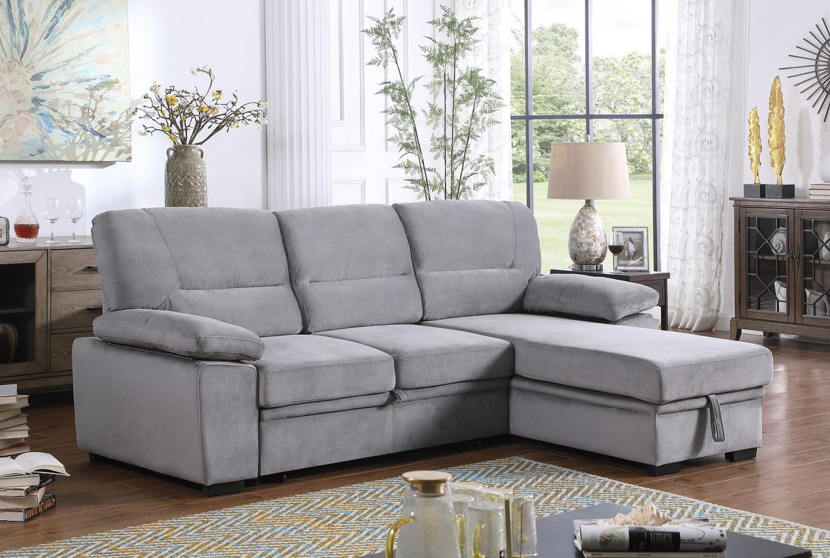 Zanika Grey Velvet Sleeper Sectional