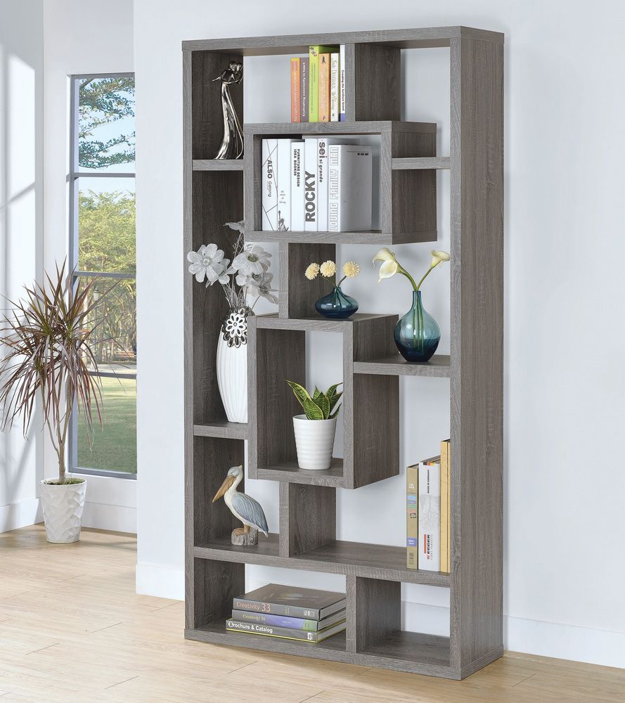 Zela Rustic Grey Finish Bookcase