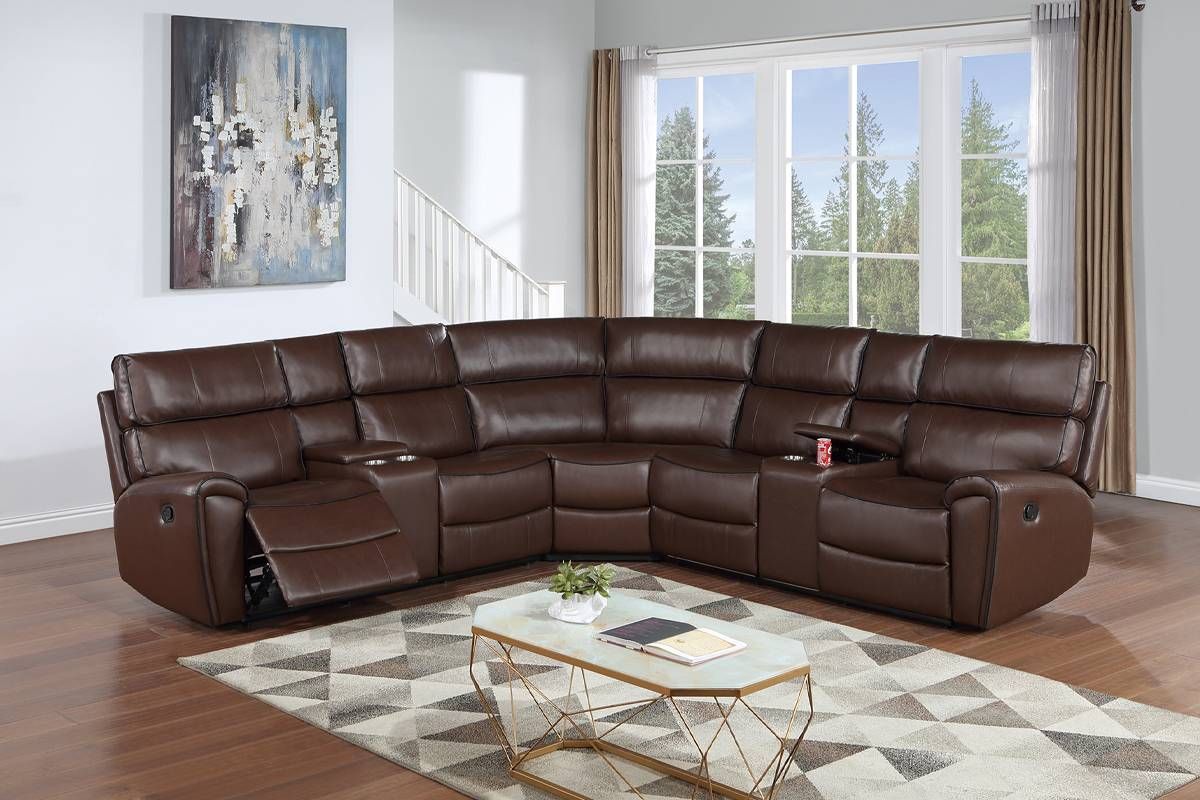 Zenobia Brown Leather Recliner Sectional