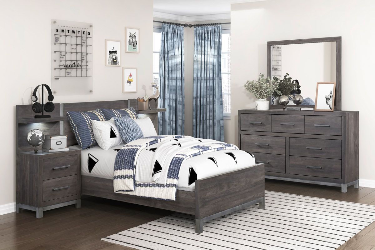 Zepur Dark Grey Youth Bedroom Set