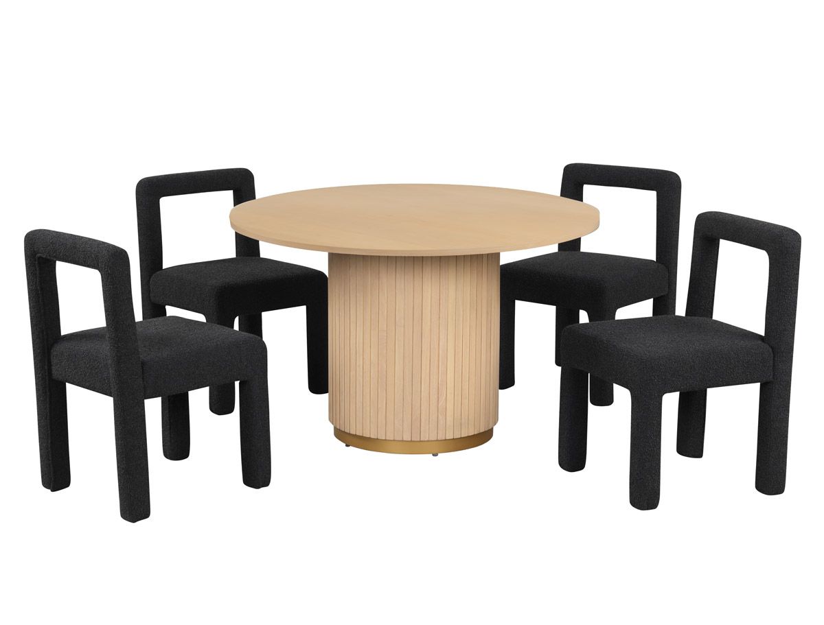 Zerrid Round Oak Wood Dining Table