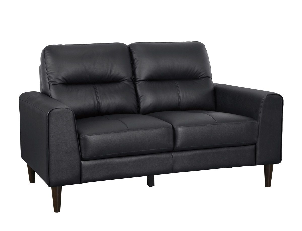 Zibak Black Leather Loveseat