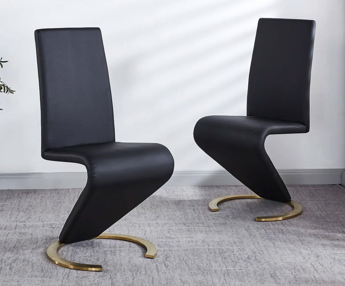 Ziggy Black Leather Modern Dining Chairs