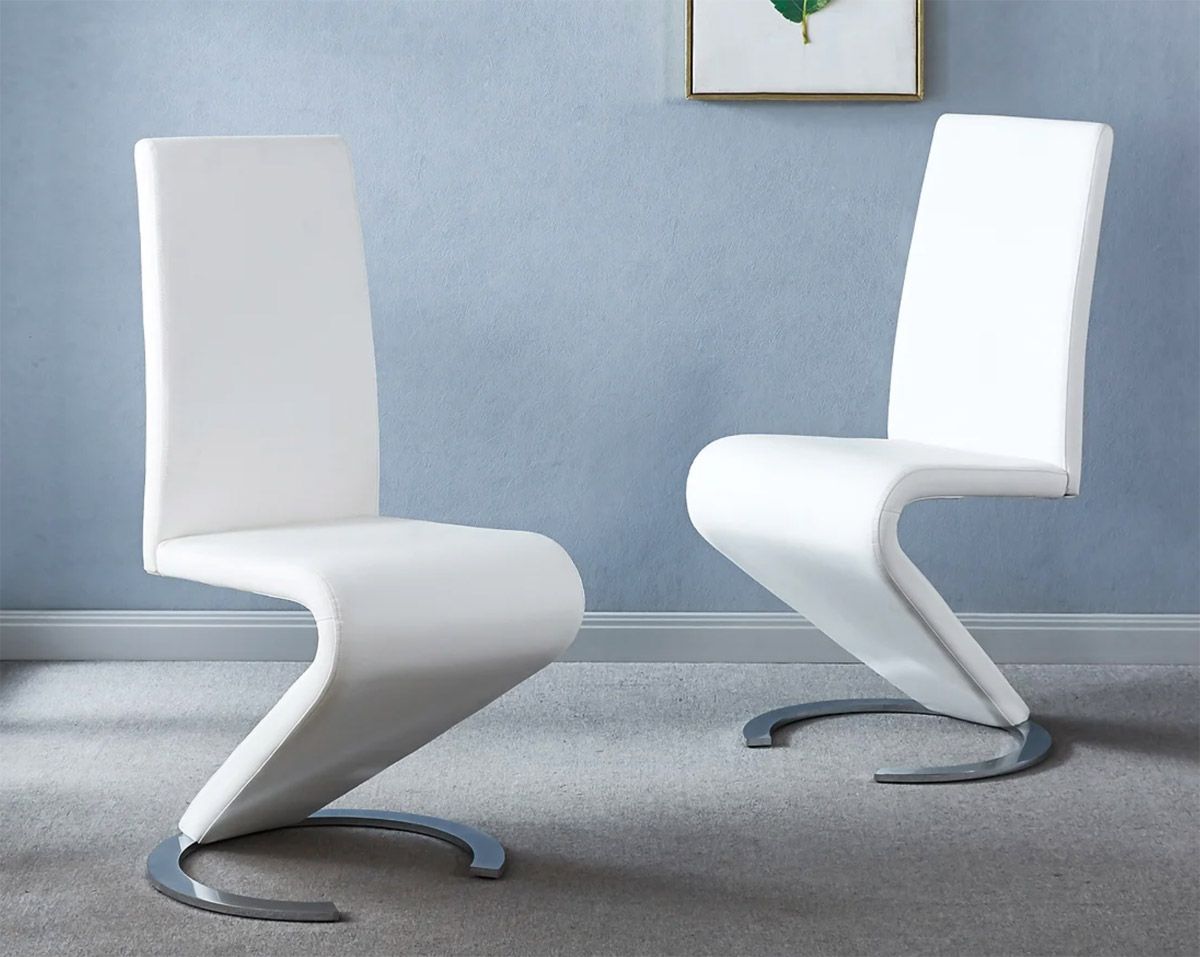 Ziggy White Leather Modern Dining Chairs