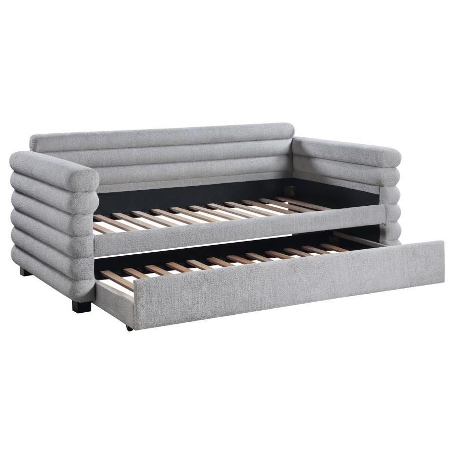 Zosimo Grey Boucle Day Bed With Trundle