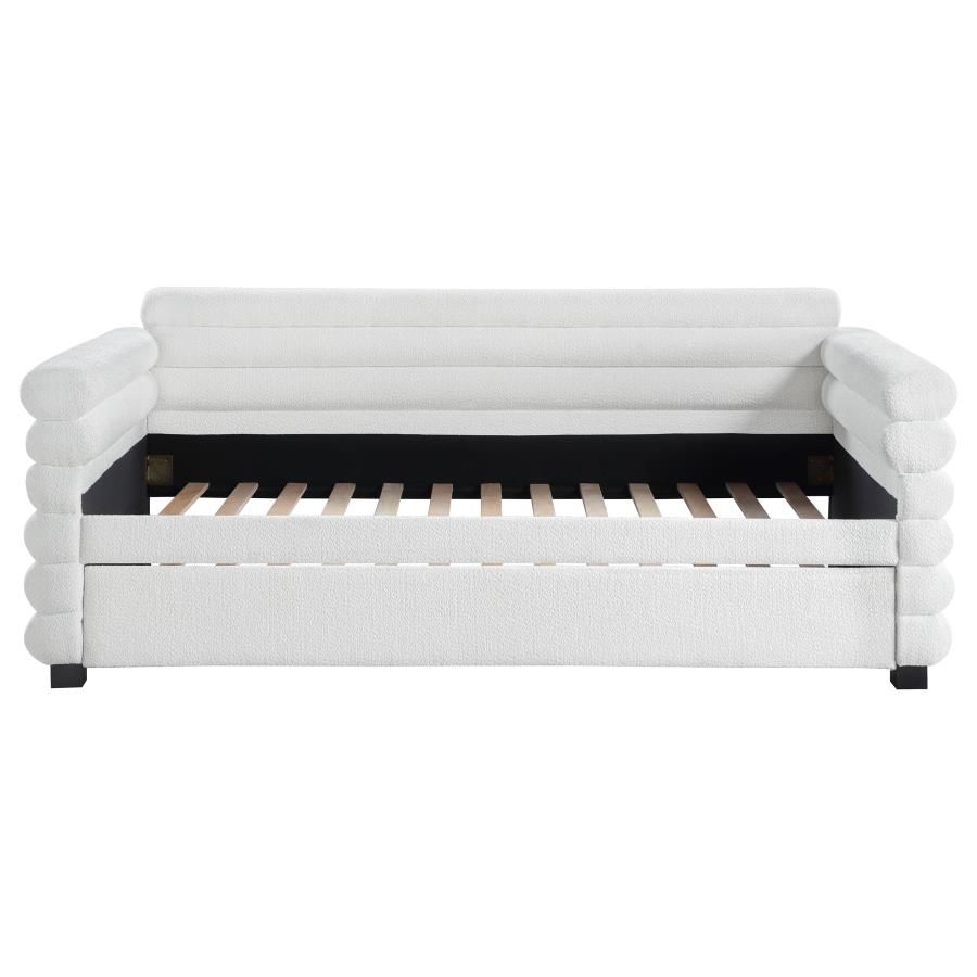 Zosimo White Boucle Day Bed With Trundle