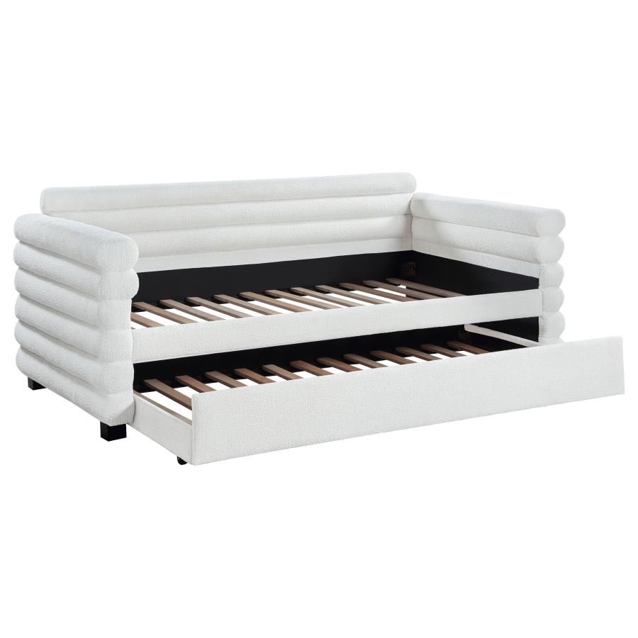 Zosimo White Boucle Day Bed With Trundle