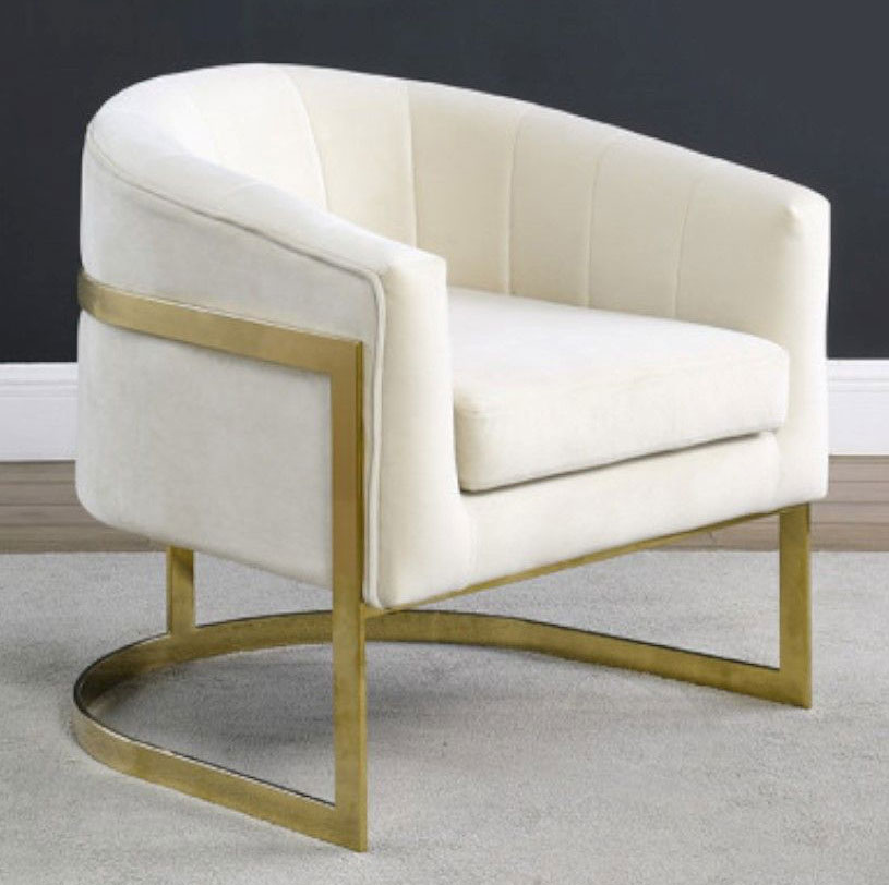 Estevao Beige Velvet Accent Chair