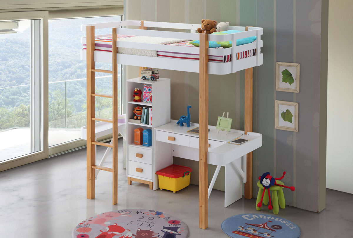 Flynn loft bed with deals desk and chest