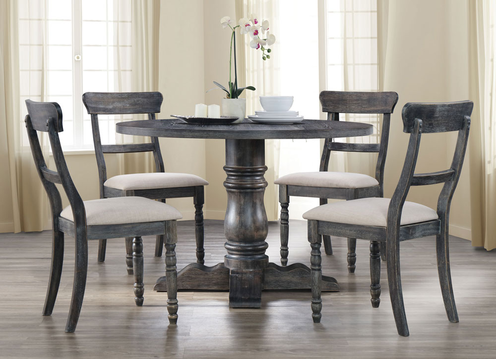 grey round dining room table