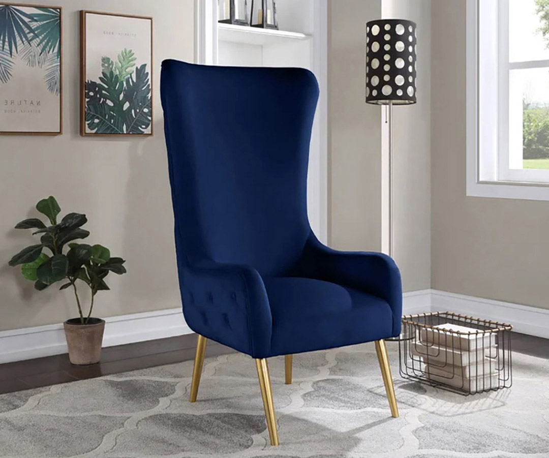 Navy blue wing discount chair