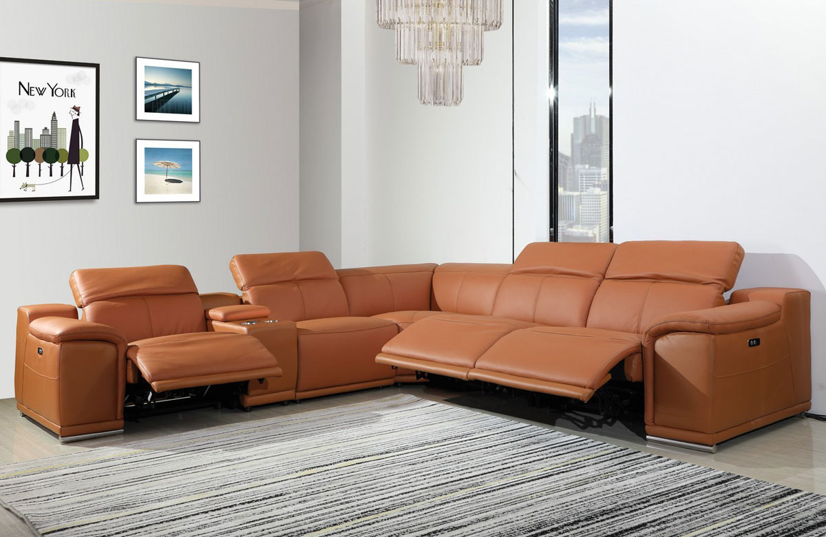 nevio 6-pc leather l shaped sectional sofa