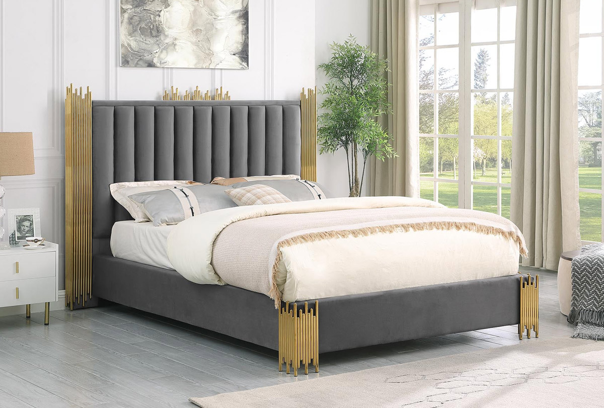 Grey Velvet Bed VG Ryan